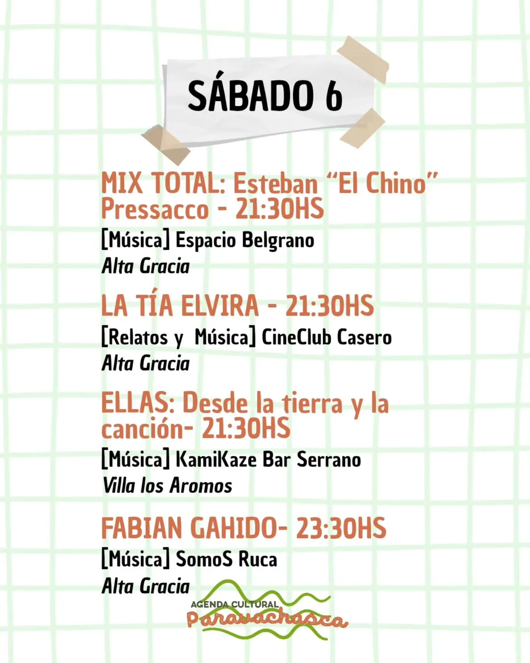 Agenda Cultural del Corredor Escénico Paravachasca para sábado 6 de junio: espectáculos, talleres y propuestas artísticas en distintos espacios del valle.2