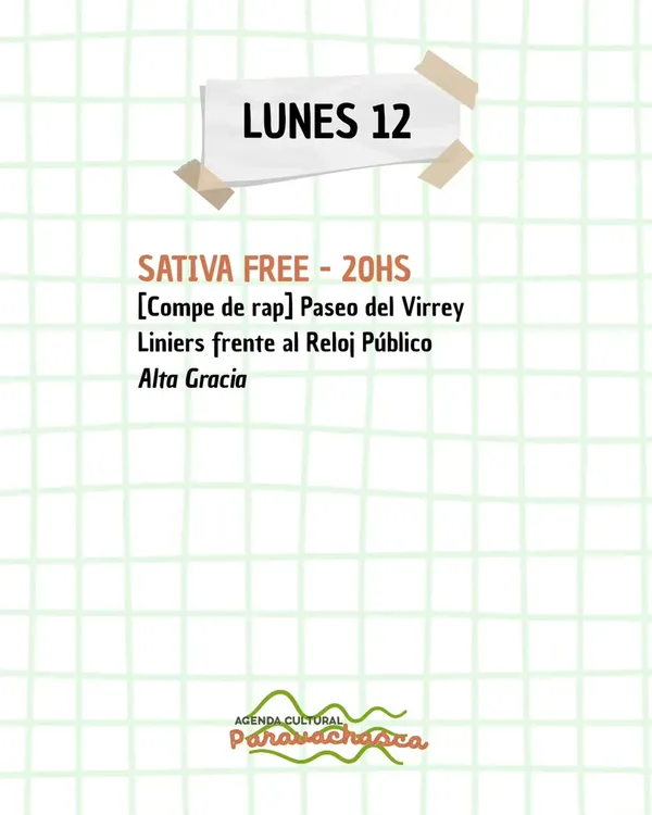 Agenda Cultural del Corredor Escénico Paravachasca para lunes 12 de octubre: espectáculos, talleres y propuestas artísticas en distintos espacios del valle.