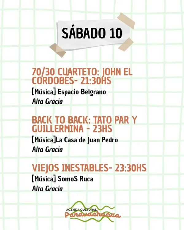 Agenda Cultural del Corredor Escénico Paravachasca para sábado 10 de octubre: espectáculos, talleres y propuestas artísticas en distintos espacios del valle.