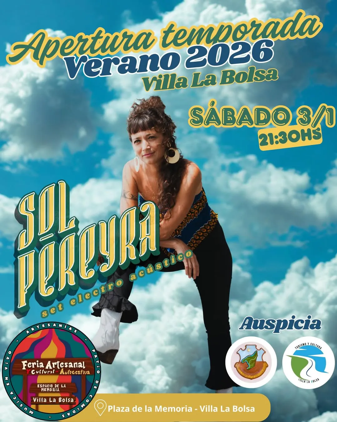 La Feria Artesanal y Cultural de Villa La Bolsa inaugura la temporada de verano con música en vivo, feria de emprendimientos y la presentación de Sol Pereyra