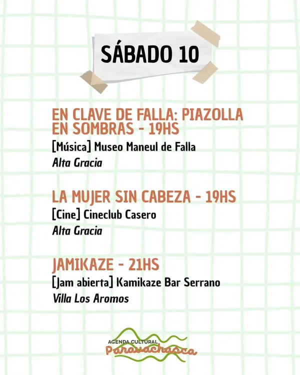 Agenda Cultural del Corredor Escénico Paravachasca para sábado 10 de octubre: espectáculos, talleres y propuestas artísticas en distintos espacios del valle.
