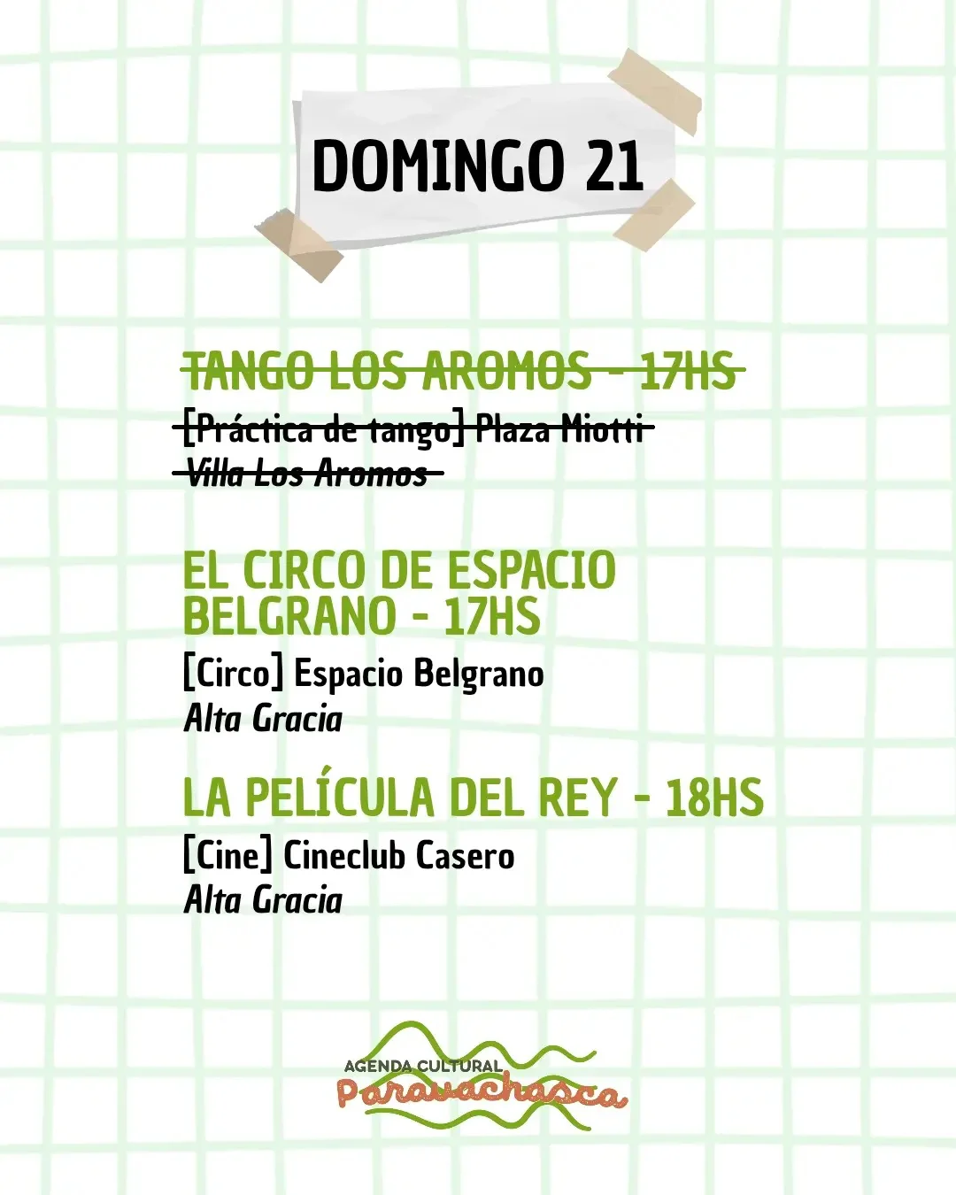 Agenda Cultural del Corredor Escénico Paravachasca para domingo 21 de junio: espectáculos, talleres y propuestas artísticas en distintos espacios del valle.