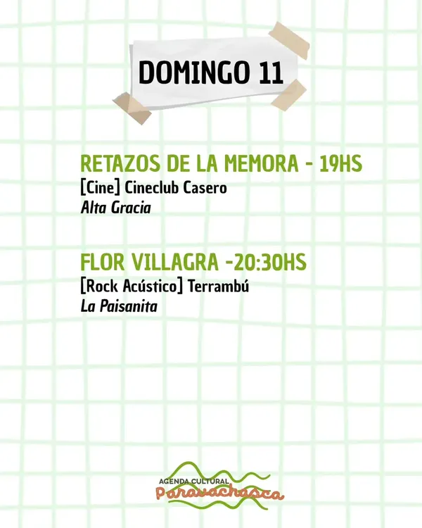 Agenda Cultural del Corredor Escénico Paravachasca para domingo 11 de octubre: espectáculos, talleres y propuestas artísticas en distintos espacios del valle.