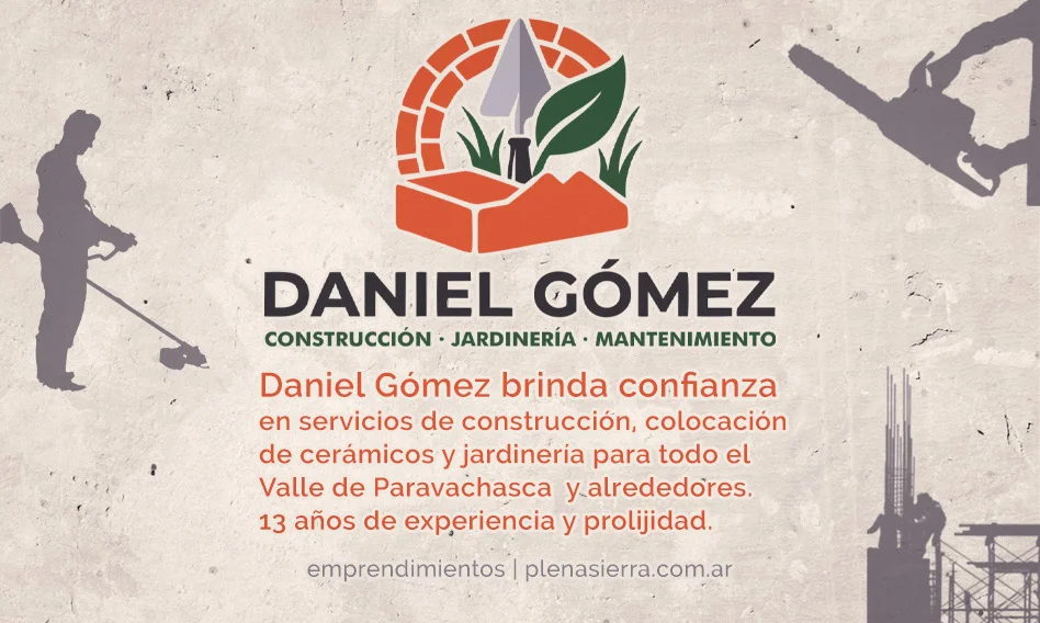 Daniel Gómez brinda servicios de construcción, colocación de cerámicos y jardinería en La Rancherita, con 13 años de experiencia y presupuestos claros
